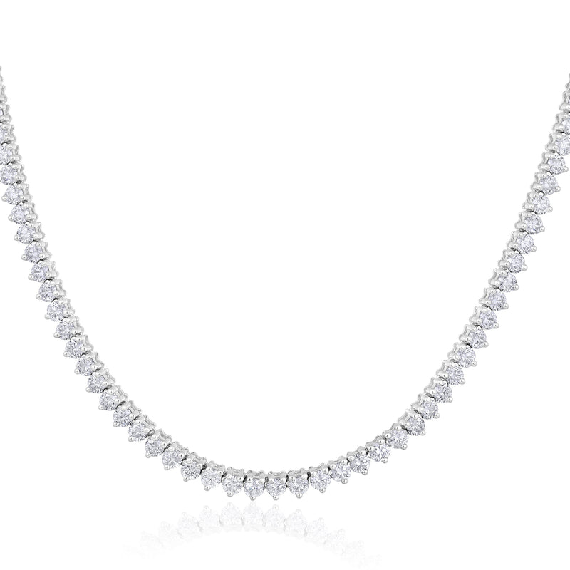 14K Gold 8.5ct Natural Diamond 3.5mm 3 Prong Tennis Necklace