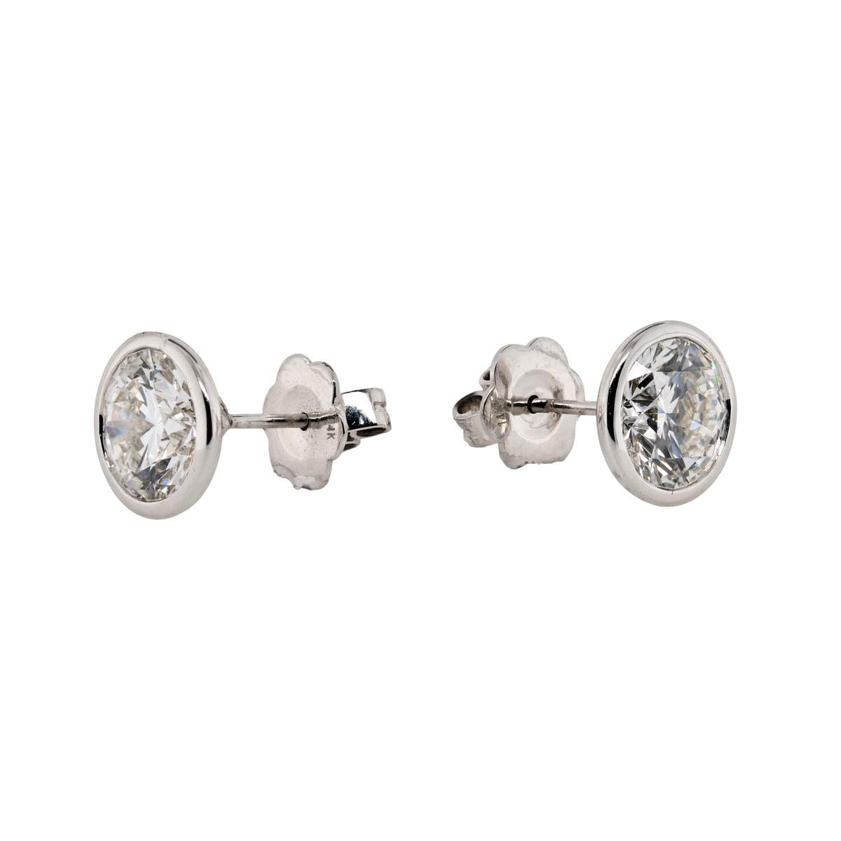 Lab-Grown Diamond Bezel Stud Earrings in 14K White Gold, 6.03 CTTW