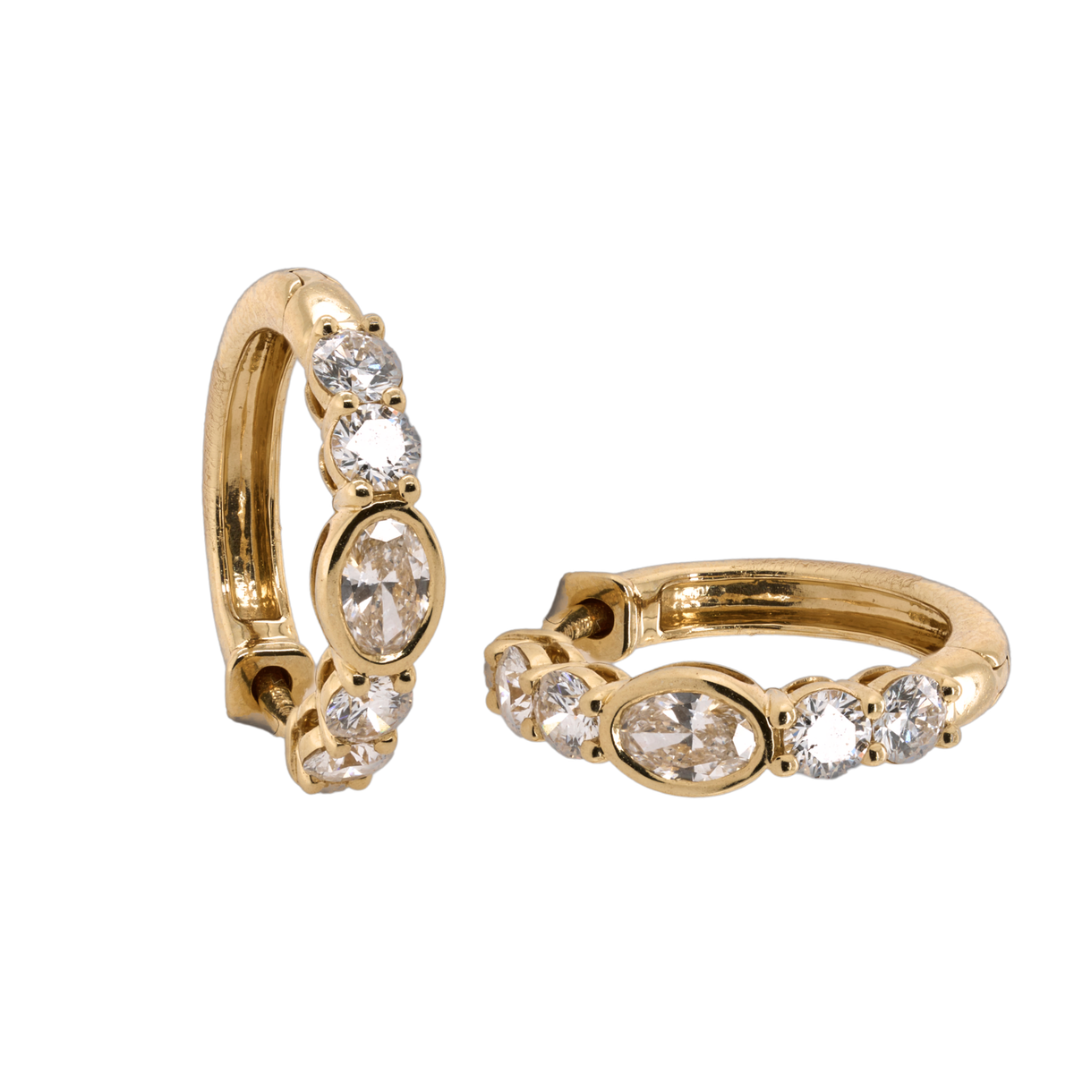 14K Yellow Gold Diamond Huggie Earrings