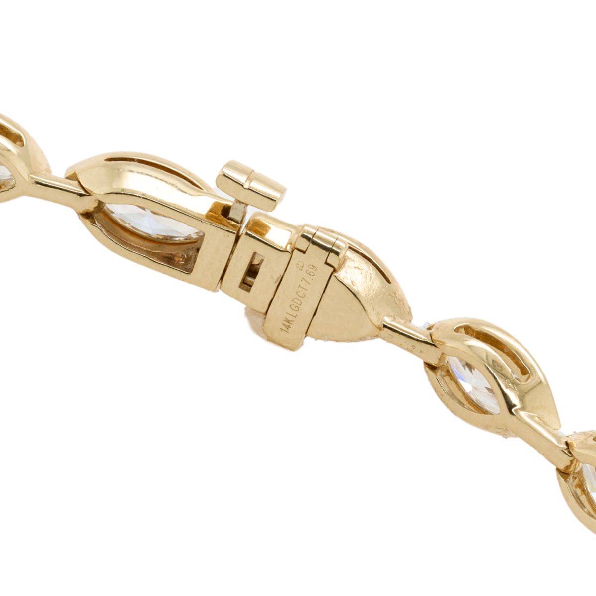 7.69 CTTW Marquise Lab-Grown Diamond Tennis Bracelet in 14K Yellow Gold, 7"