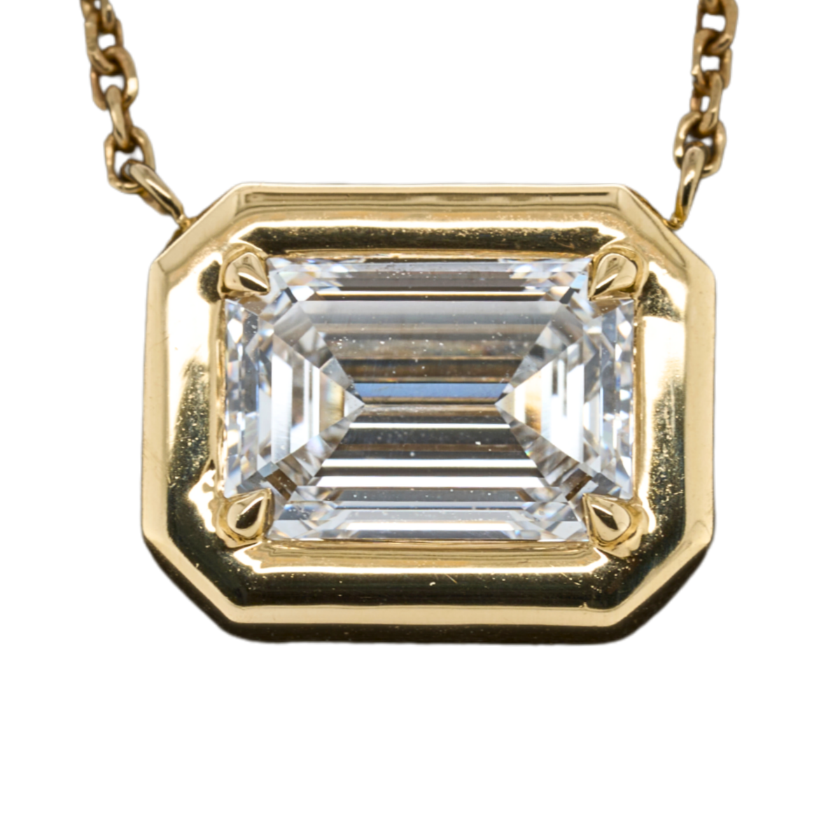 2.1 CTTW Emerald Lab-Grown Diamond Pendant in 14K Yellow Gold, 16"
