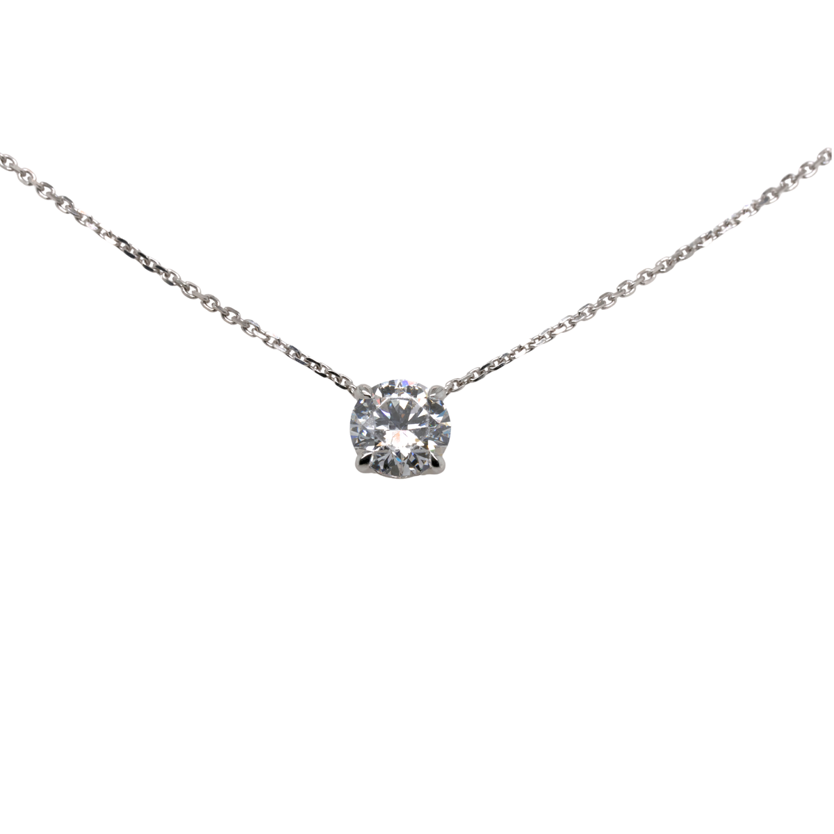 1.05 CTTW Round Lab-Grown Diamond Pendant in 14K White Gold, 16"