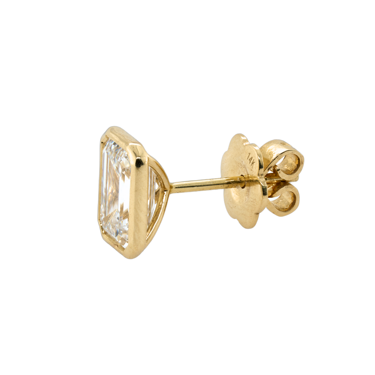 Lab-Grown Diamond Bezel Stud Earrings in 14K Yellow Gold, 3.11 CTTW