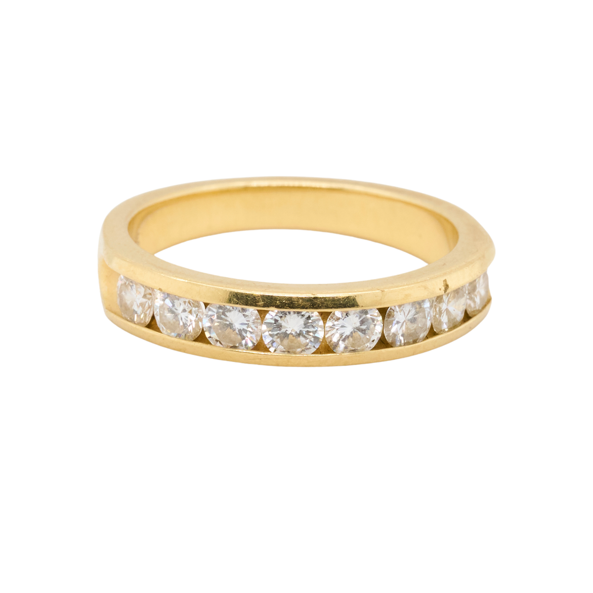 Round Natural Diamond Channel Wedding Band, 14K Yellow Gold, 1.00 CTTW