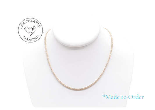 Made to Order: 2mm Lab Grown Diamond Tennis Necklace 14K Yellow/White Gold