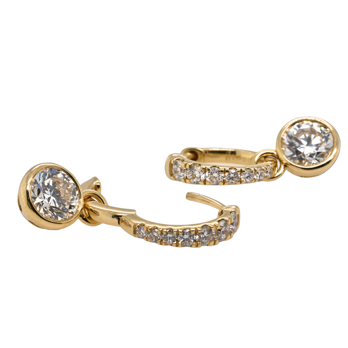 14K Yellow Gold Round Lab-Grown Diamond Hoop Earrings, 2.56 CTTW