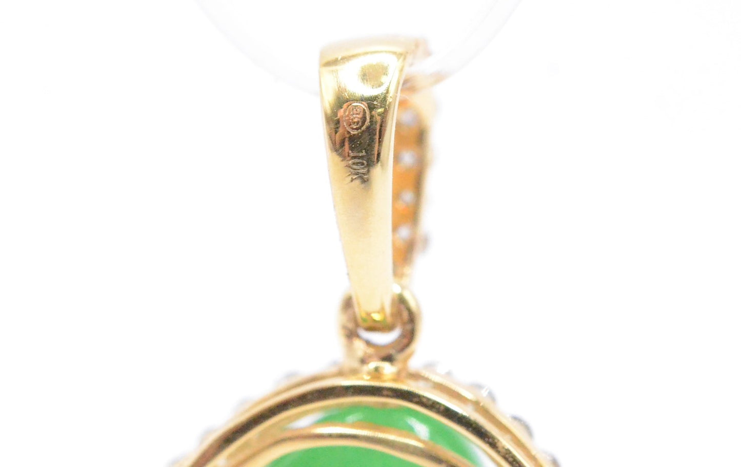 1.25" 0.50cttw. Diamond and Jade 10k Yellow Gold Buddha Pendant