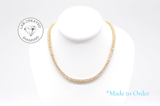 Made to Order: 4mm Lab Tennis Necklace 14K Yellow/White Gold