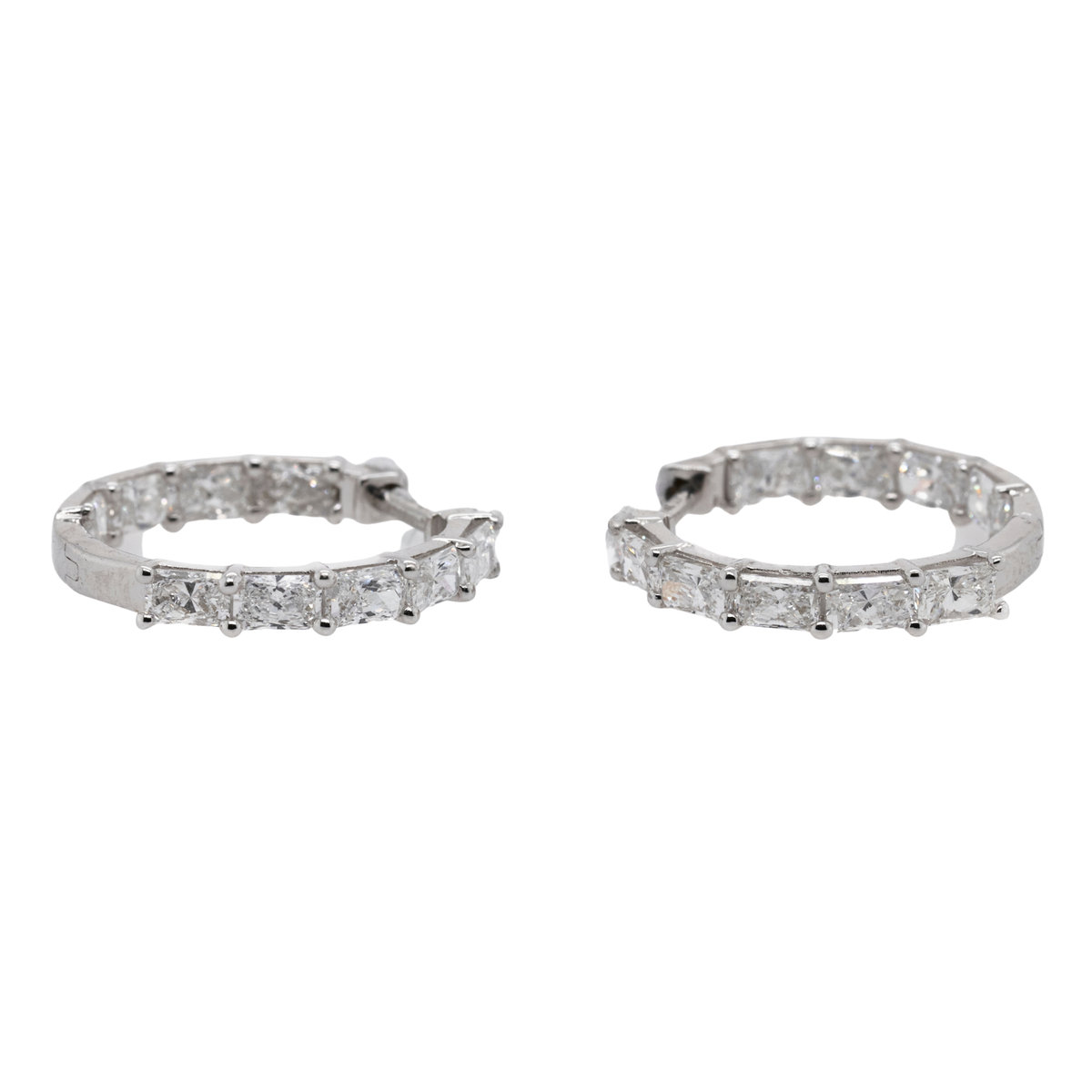 2.00 CTTW Radiant Lab-Grown Diamond Hoop Earrings in 14K White Gold