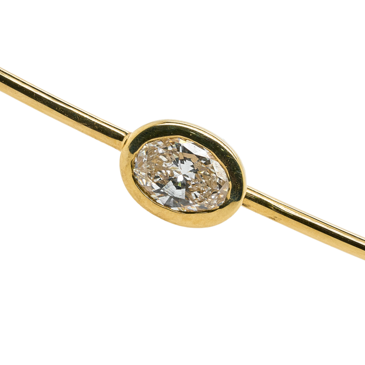 0.5 CT Oval Lab-Grown Diamond Bangle in 14K Yellow Gold, 7"