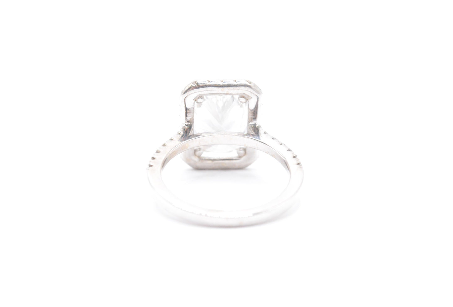 3.5ct radiant lab diamond center F color VS1 14k white gold diamond halo mounting