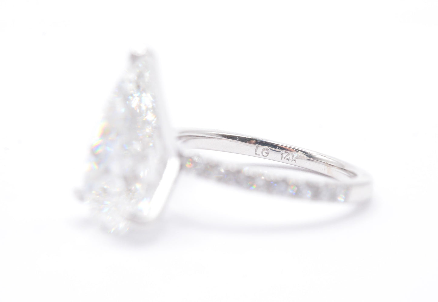 4ct pear shape lab diamond igi certified f color vs1 diamond mounting 14k white gold