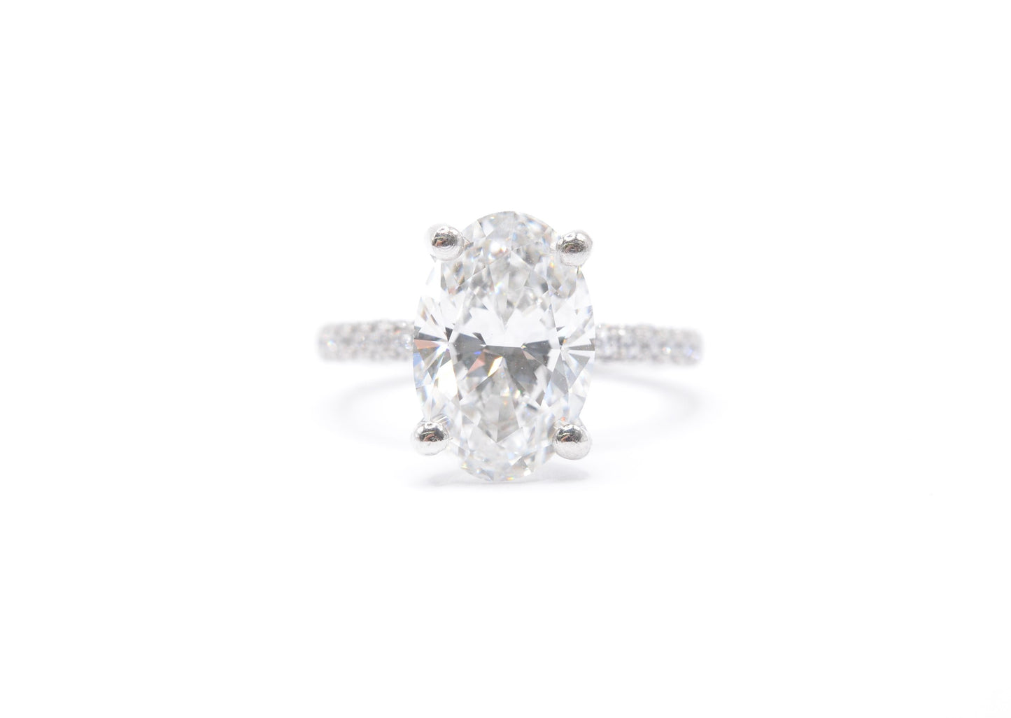 3.5ct oval lab diamond center f color vs1 igi certified 3d diamond pave setting 14k white gold