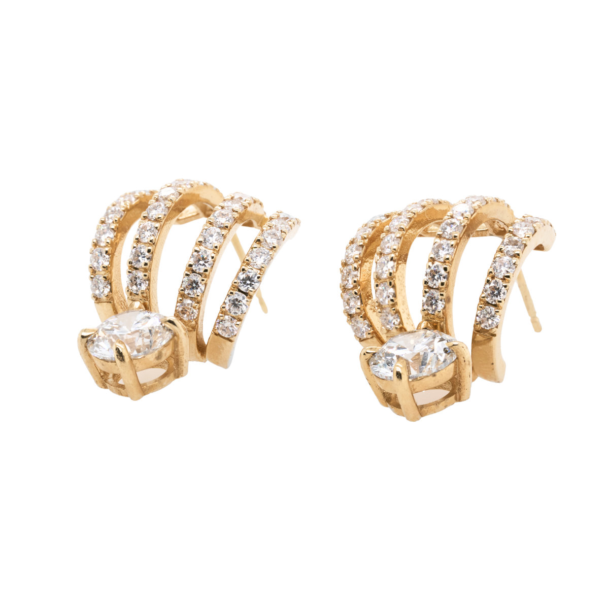 14K Gold Round Lab-Grown Diamond Drop Earrings, 4.00 CTTW