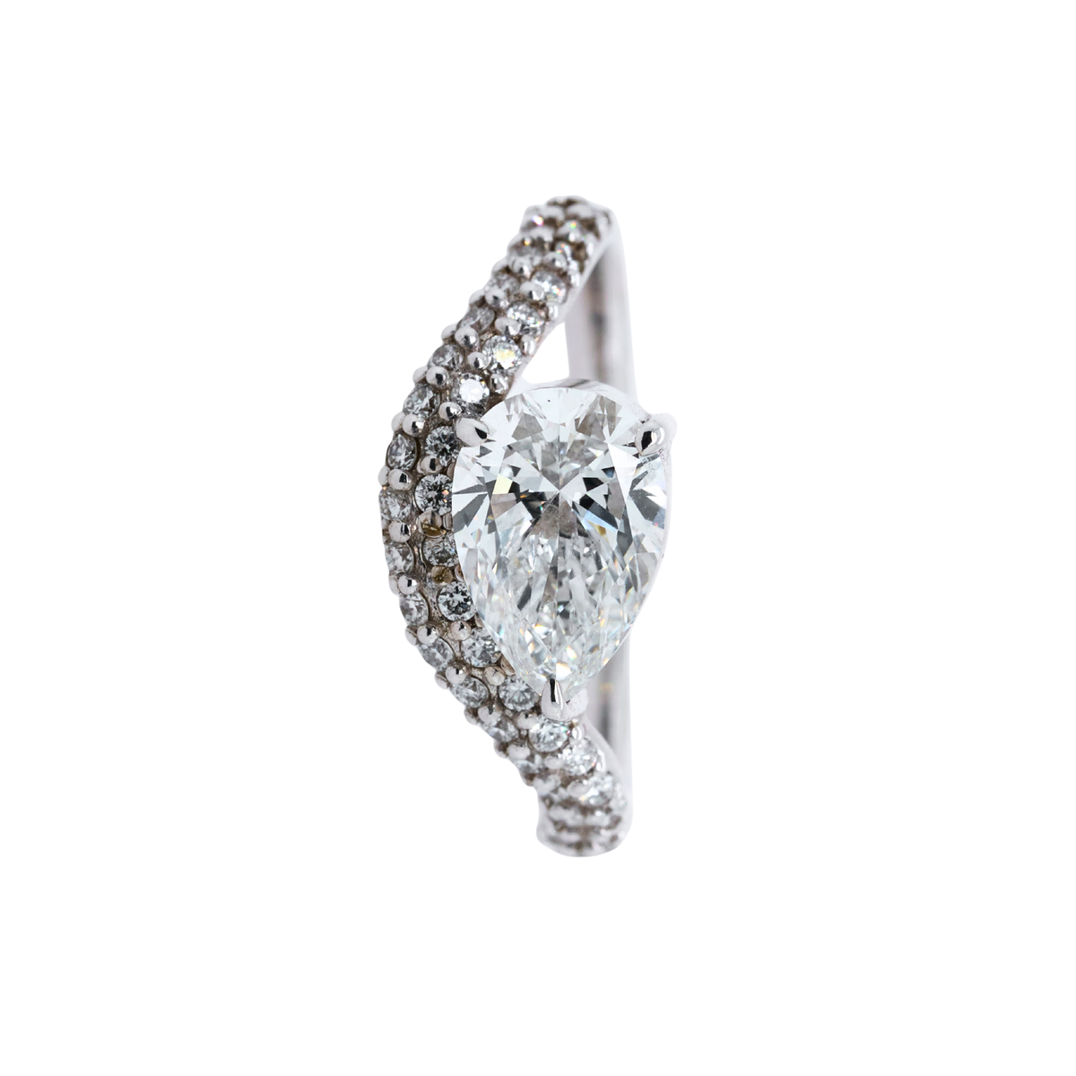 14K Gold Pear Lab-Grown Diamond Ring, 1.75 CT