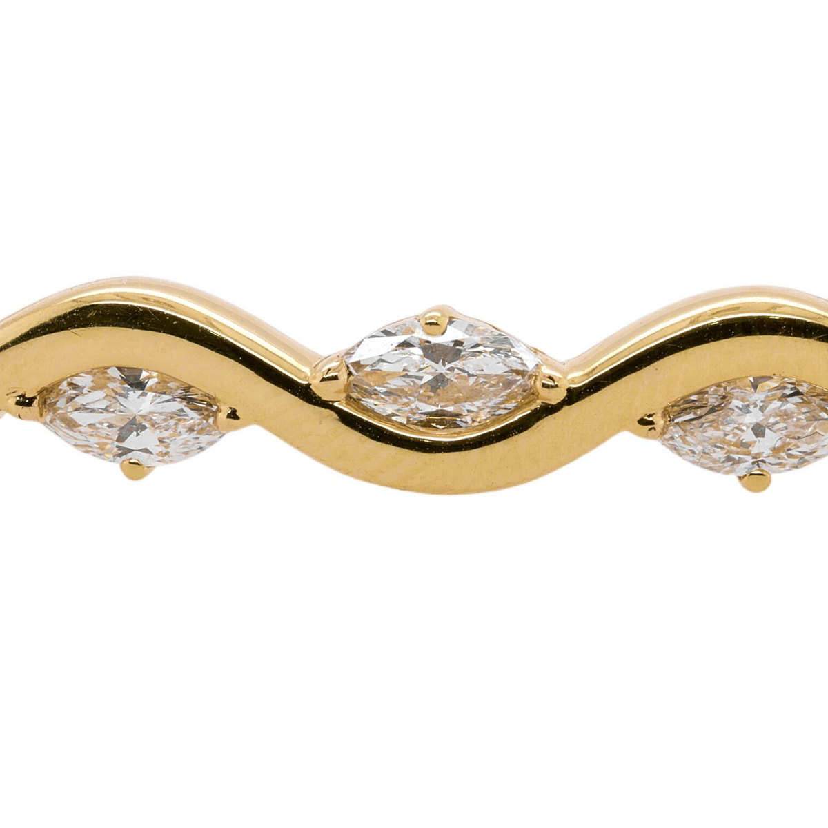 2.91 CTTW Marquise Lab-Grown Diamond Bangle in 14K Yellow Gold, 7"