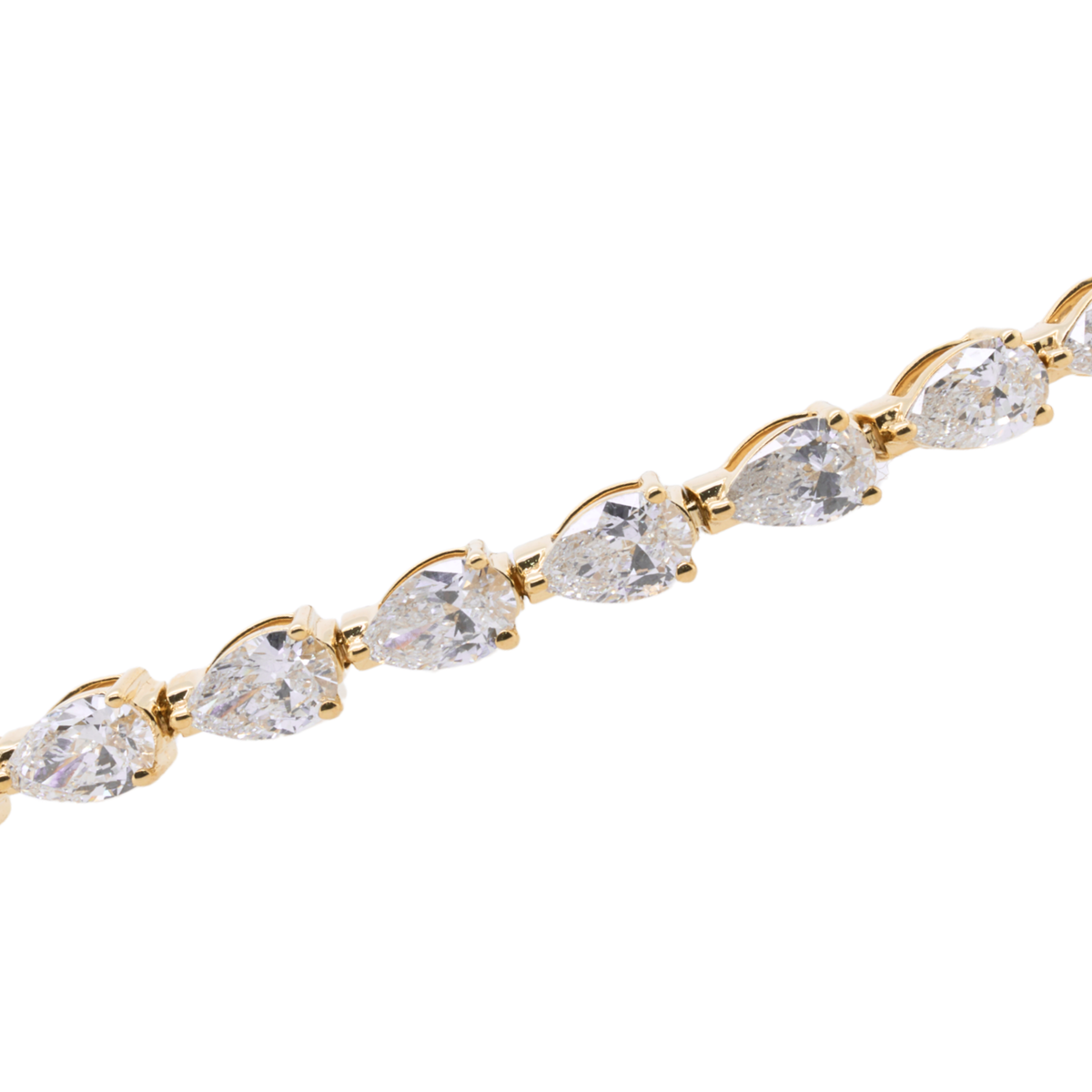 3.94 CTTW Pear Lab-Grown Diamond Tennis Bracelet in 14K Yellow Gold, 7"