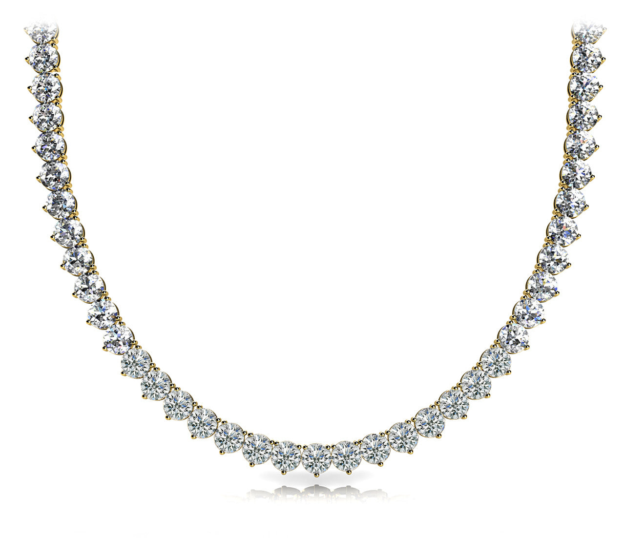 14K Yellow Gold Round Diamond Fashion Necklace