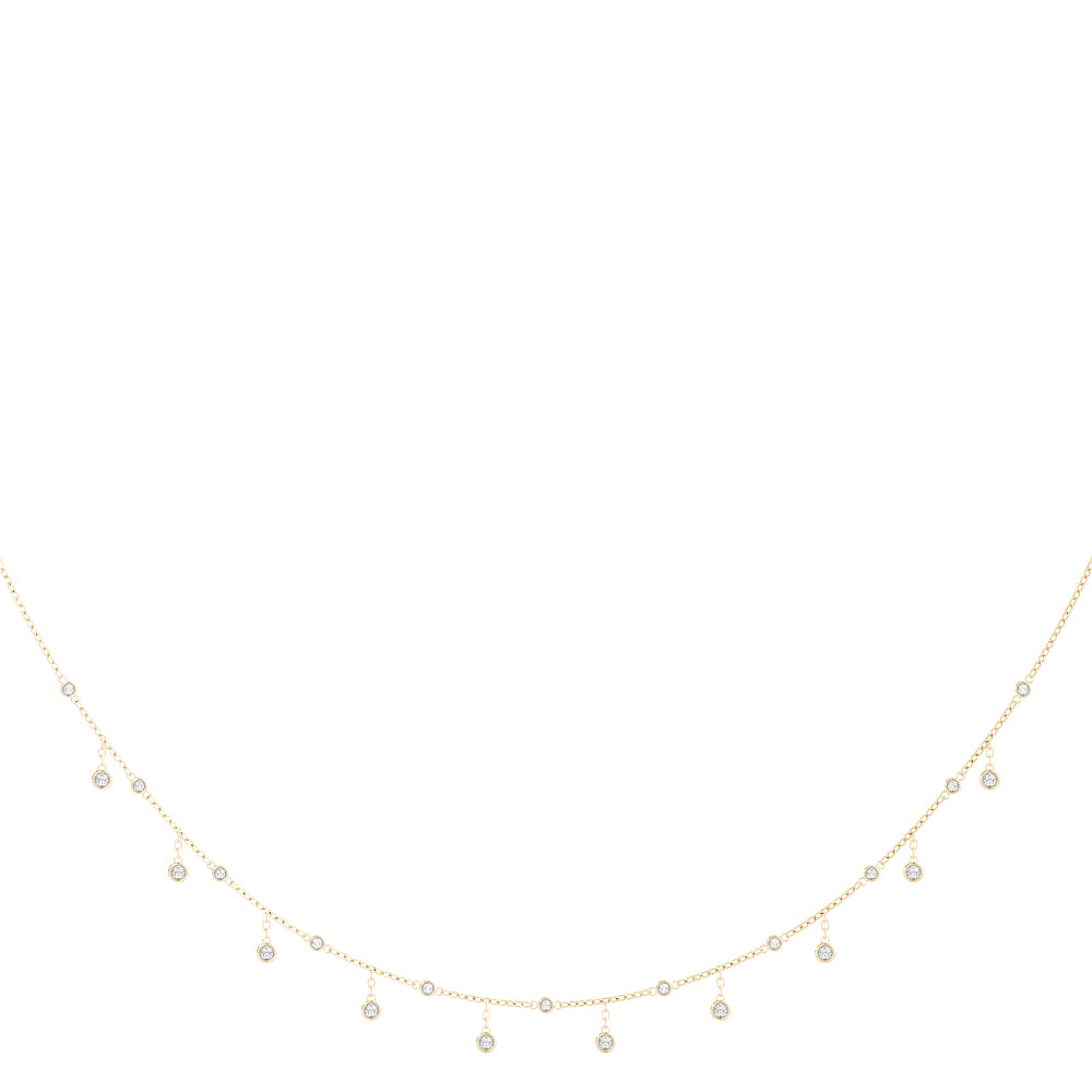 14K Yellow Gold Round Diamond Fashion Necklace
