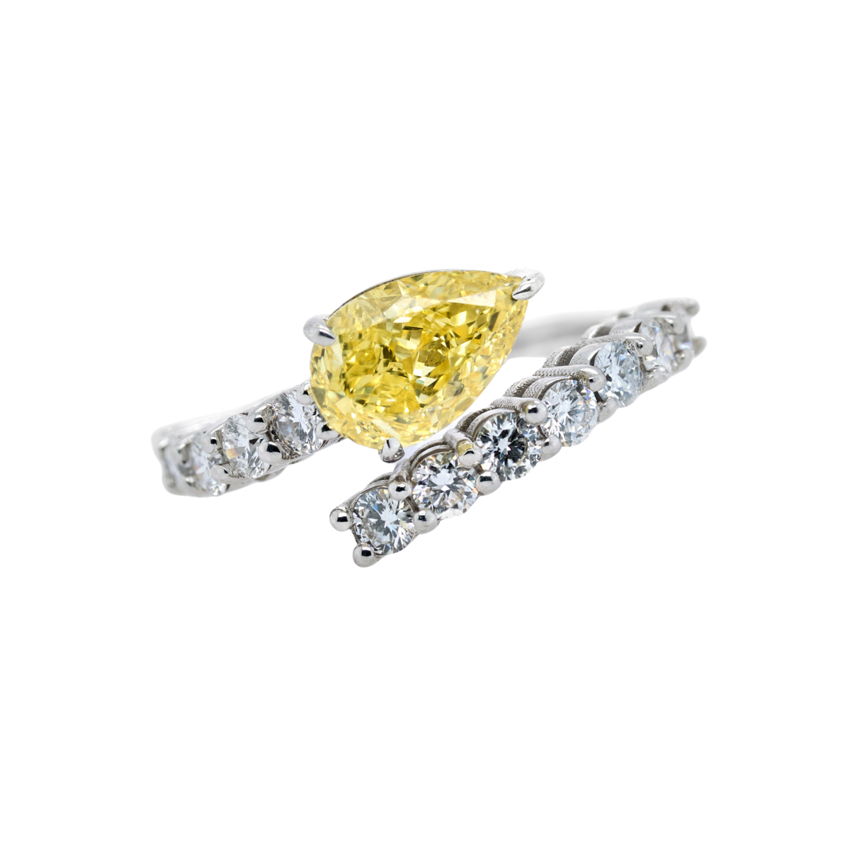 2.6 CT Pear Lab-Grown Diamond Ring in 14K Yellow Gold