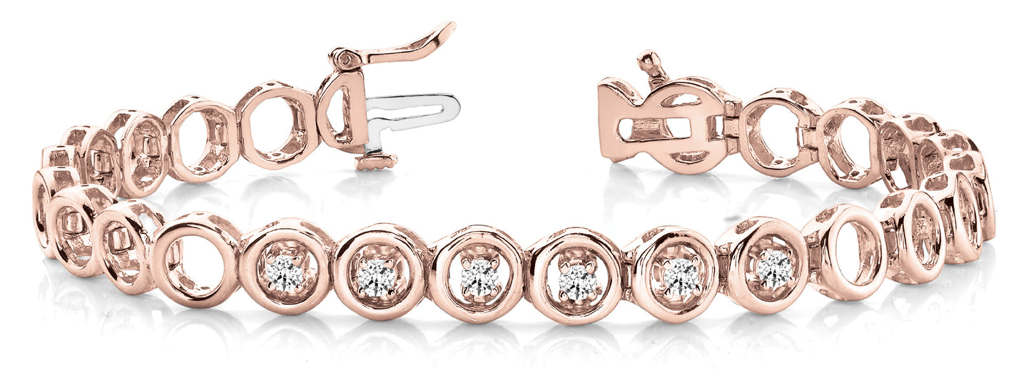 14K Rose Gold 1/4 CT Diamond In-Line Bracelet