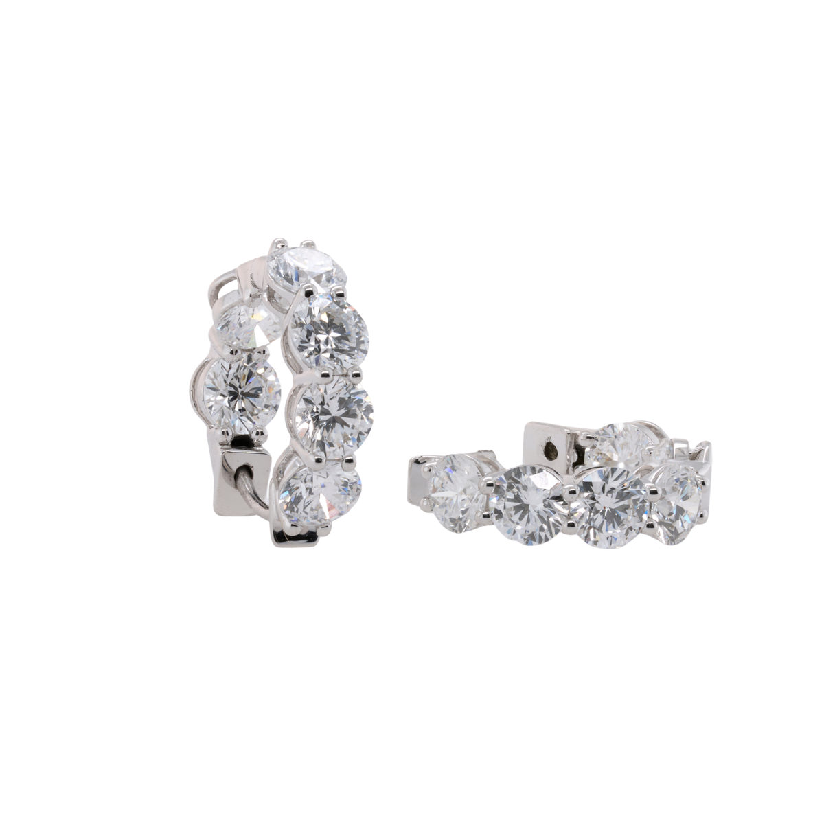 3.17 CTTW Round Lab-Grown Diamond Huggie Earrings in 14K White Gold