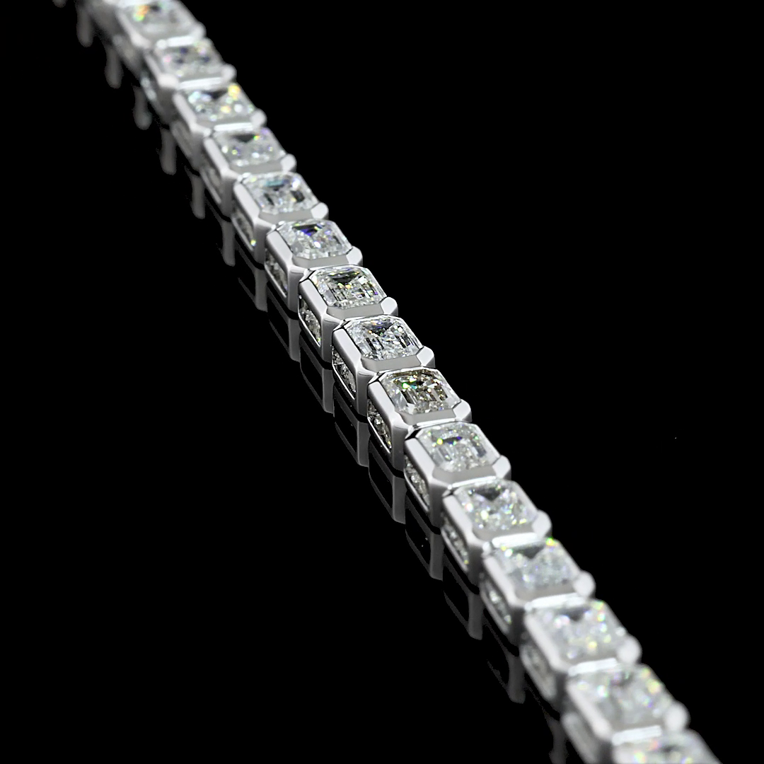 4.37 CTTW Emerald Lab Diamond Tennis Bracelet 6.5" 14k White Gold F Color and VS1 Clarity jewelry-spot-usa