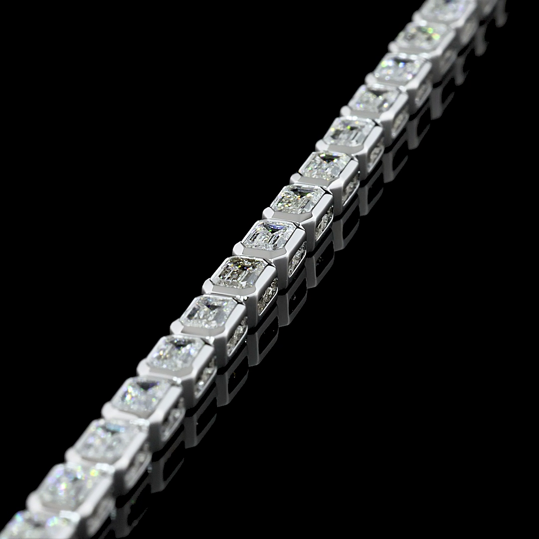 4.37 CTTW Emerald Lab Diamond Tennis Bracelet 6.5" 14k White Gold F Color and VS1 Clarity jewelry-spot-usa