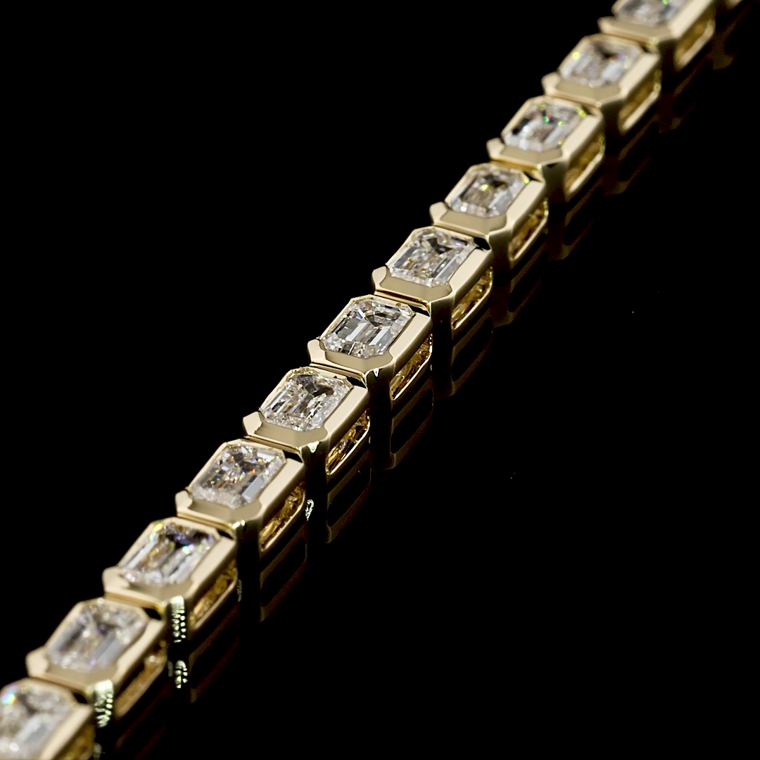 4.20 CTTW Emerald Lab Diamond Tennis Bracelet 6.5" 14k Yellow Gold (F Color and VS1 Clarity)