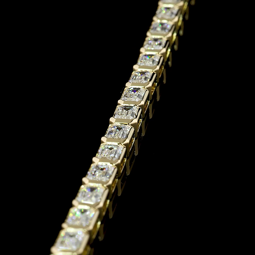 4.34 CTTW Emerald Lab Diamond Tennis Bracelet 6.5" 14k Yellow Gold (F Color and VS1 Clarity)