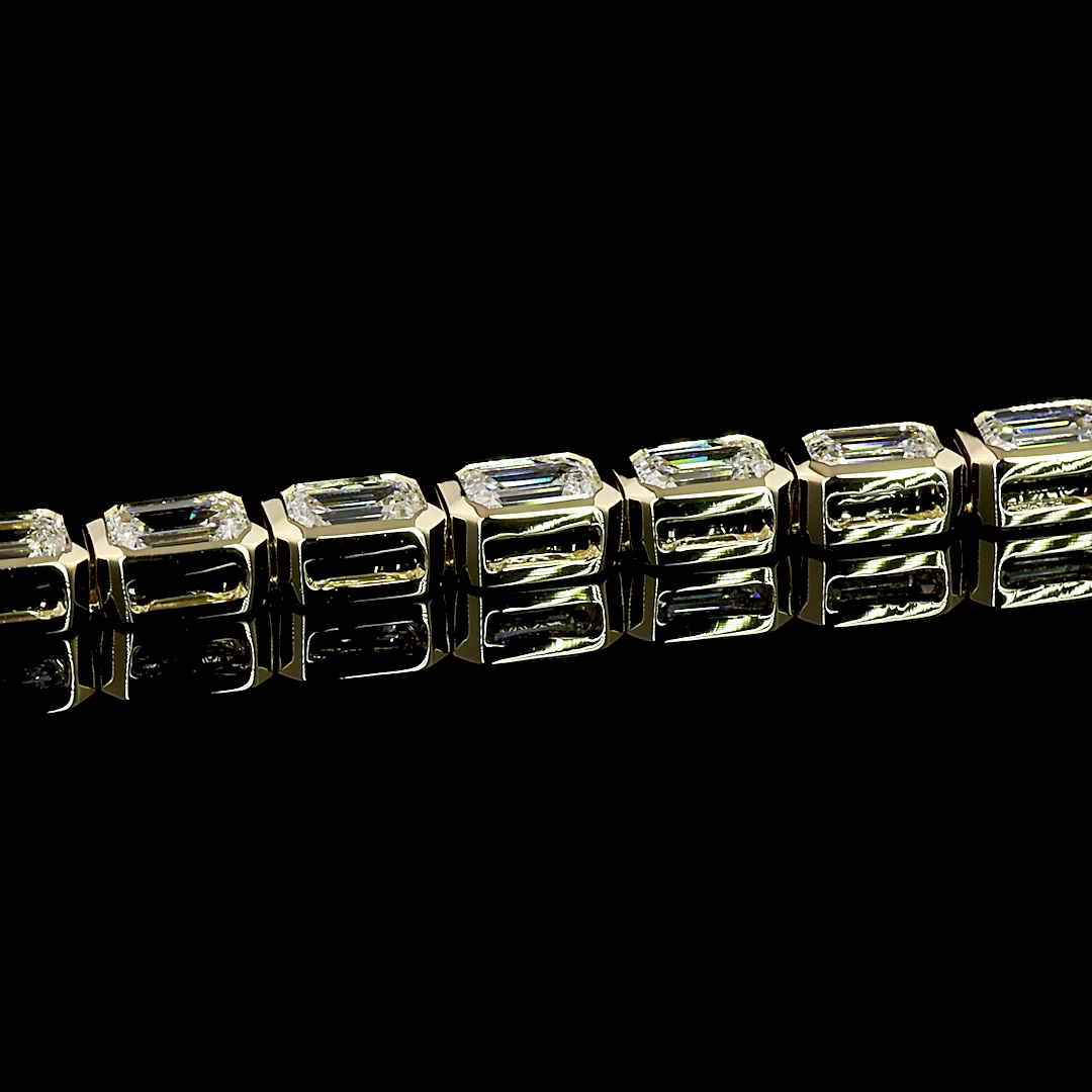4.34 CTTW Emerald Lab Diamond Tennis Bracelet 6.5" 14k Yellow Gold (F Color and VS1 Clarity)
