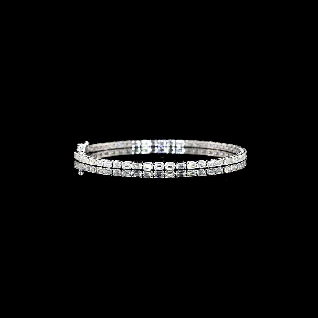 4.92 CTTW Emerald Lab Diamond Tennis Bracelet 7" 14k White Gold (F/E Color and VS2/VS/VS1 Clarity)
