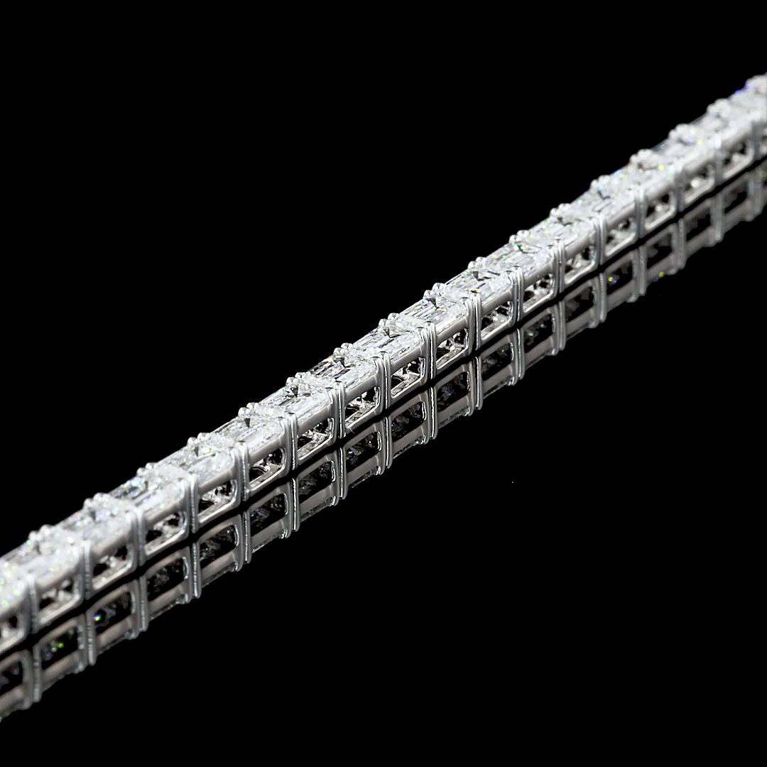 4.95 CTTW Emerald Lab Diamond Tennis Bracelet 7" 14k White Gold (F Color and VS2 Clarity)