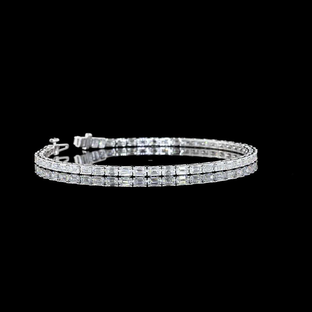 4.95 CTTW Emerald Lab Diamond Tennis Bracelet 7" 14k White Gold (F Color and VS2 Clarity)