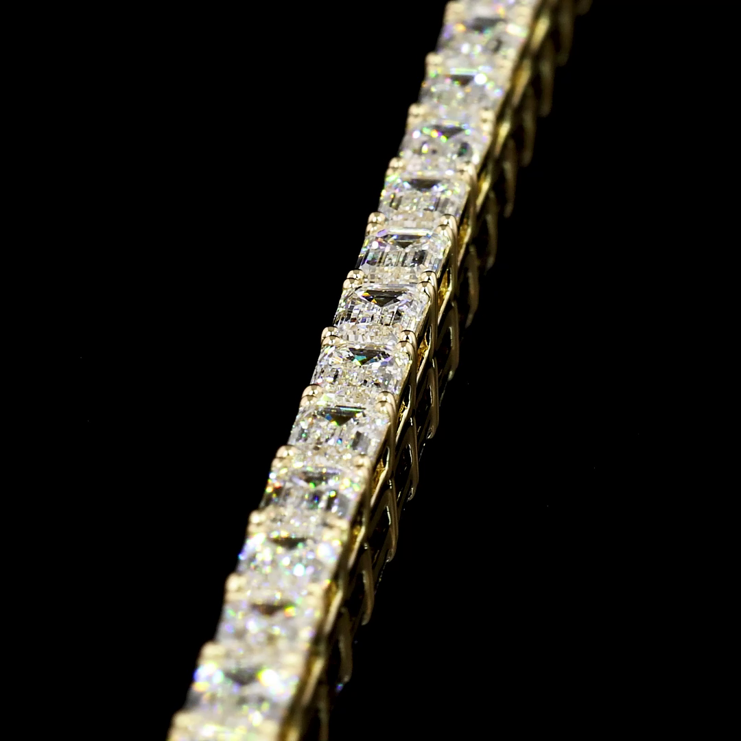 6.95 CTTW Emerald Lab Diamond Tennis Bracelet 6.5" 14k Yellow Gold E Color and VVS2 Clarity jewelry-spot-usa