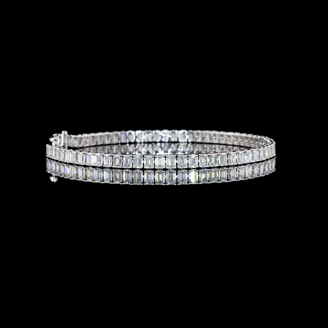7.09 CTTW Emerald Lab Diamond Tennis Bracelet 7" 14k White Gold F Color and VS1 Clarity jewelry-spot-usa