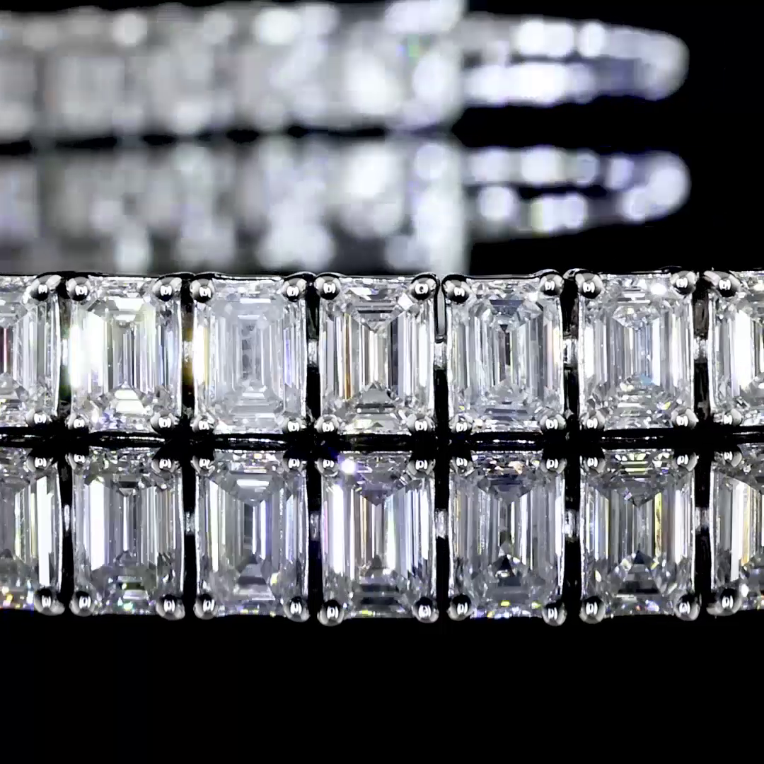 7.09 CTTW Emerald Lab Diamond Tennis Bracelet 7" 14k White Gold F Color and VS1 Clarity jewelry-spot-usa