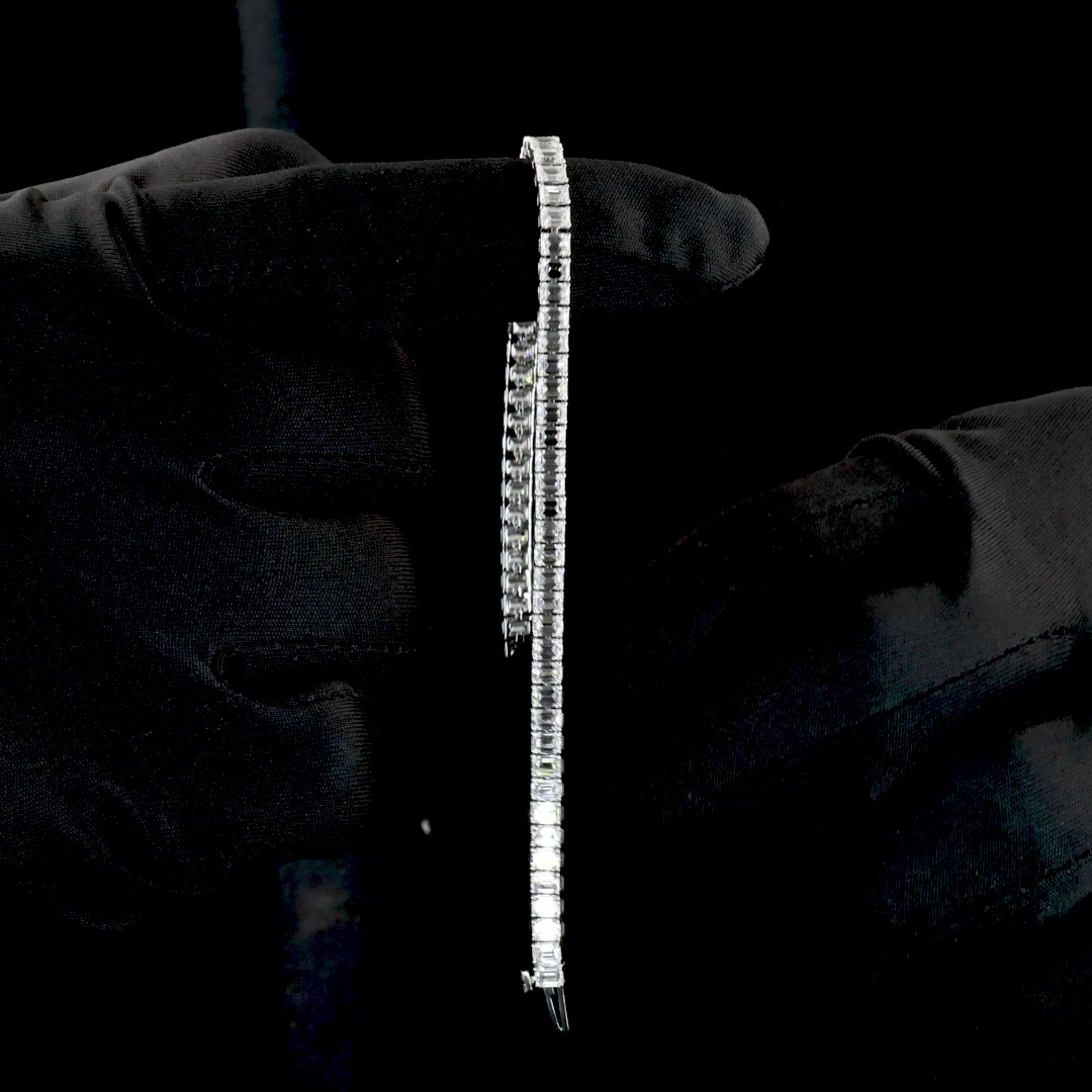 7.09 CTTW Emerald Lab Diamond Tennis Bracelet 7" 14k White Gold F Color and VS1 Clarity jewelry-spot-usa