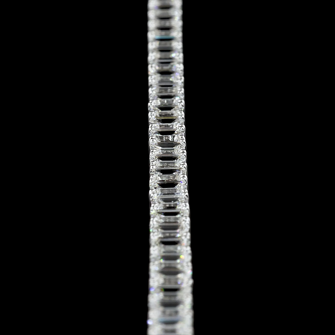 7.04 CTTW Emerald Lab Diamond Tennis Bracelet 7" 14k White Gold (F Color and VS1 Clarity)
