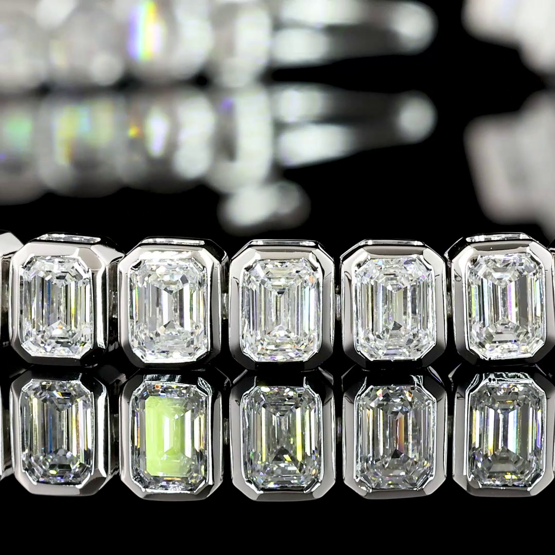 4.77 CTTW Emerald Lab Diamond Tennis Bracelet 7" 14k White Gold (F Color and VS2 Clarity)