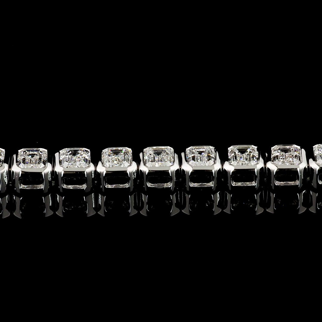 4.77 CTTW Emerald Lab Diamond Tennis Bracelet 7" 14k White Gold (F Color and VS2 Clarity)