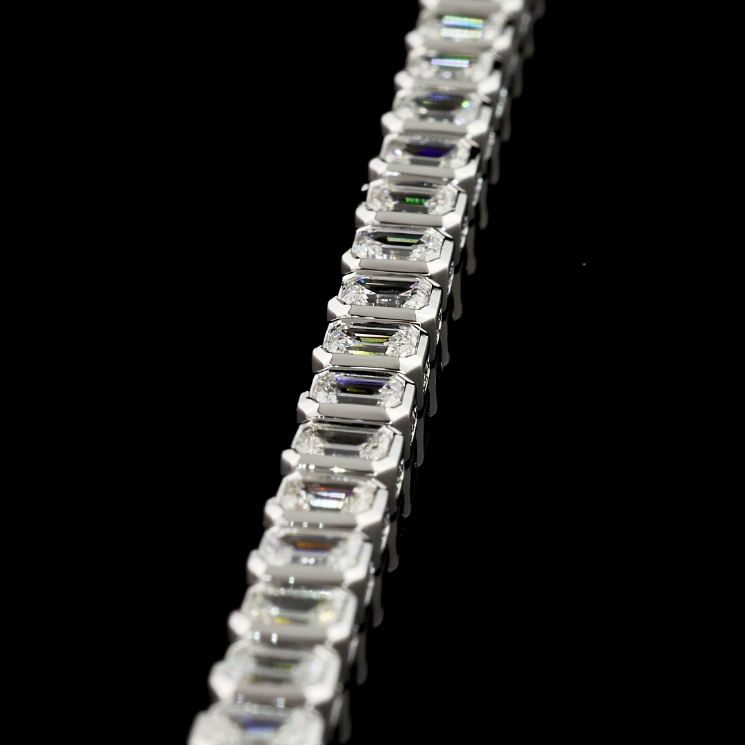 4.77 CTTW Emerald Lab Diamond Tennis Bracelet 7" 14k White Gold (F Color and VS2 Clarity)