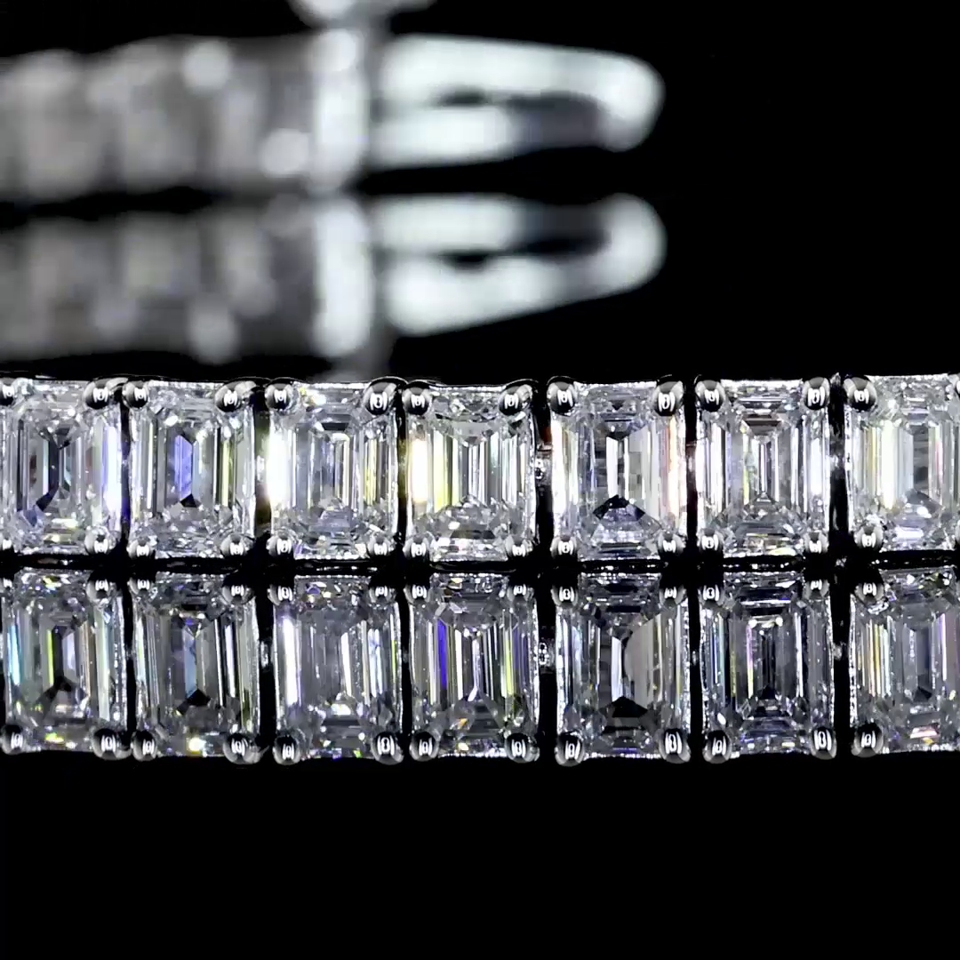 4.97 CTTW Emerald Lab Diamond Tennis Bracelet 6.5" 14k White Gold F Color and VS2 Clarity jewelry-spot-usa