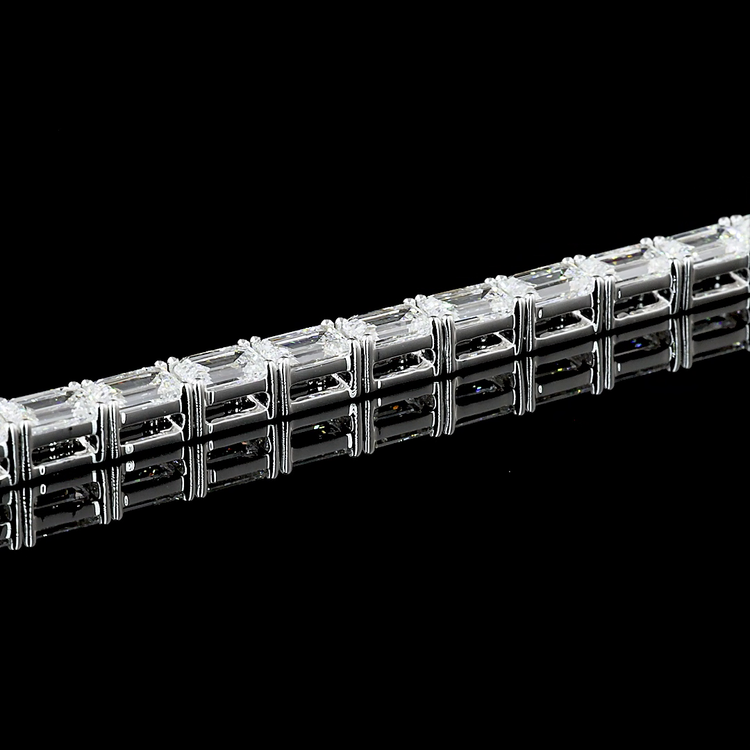 4.93 CTTW Emerald Lab Diamond Tennis Bracelet 6.75" 14k White Gold (F/E Color and VS2/VS1 Clarity)