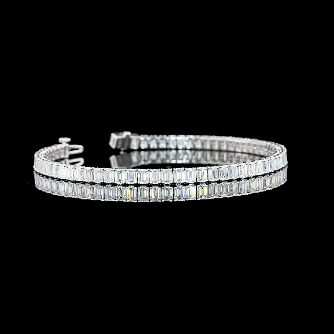 7.05 CTTW Emerald Lab Diamond Tennis Bracelet 6.75" 14k White Gold F Color and VS2 Clarity jewelry-spot-usa