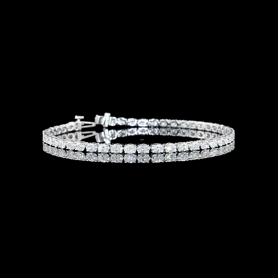 4.41 CTTW Oval Lab Diamond Tennis Bracelet 7" 14k White Gold (F Color and VS2 Clarity)