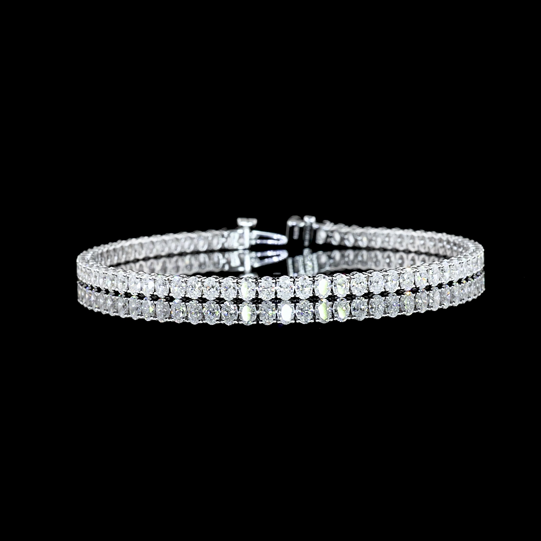 4.95 CTTW Oval Lab Diamond Tennis Bracelet 7" 14k White Gold F/E Color and VS1/VS Clarity jewelry-spot-usa