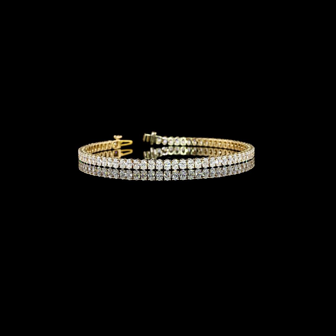 14k Yellow Gold Lab Diamond Oval 4.96 CTTW Tennis Bracelet 7" F VS1 jewelry-spot-usa