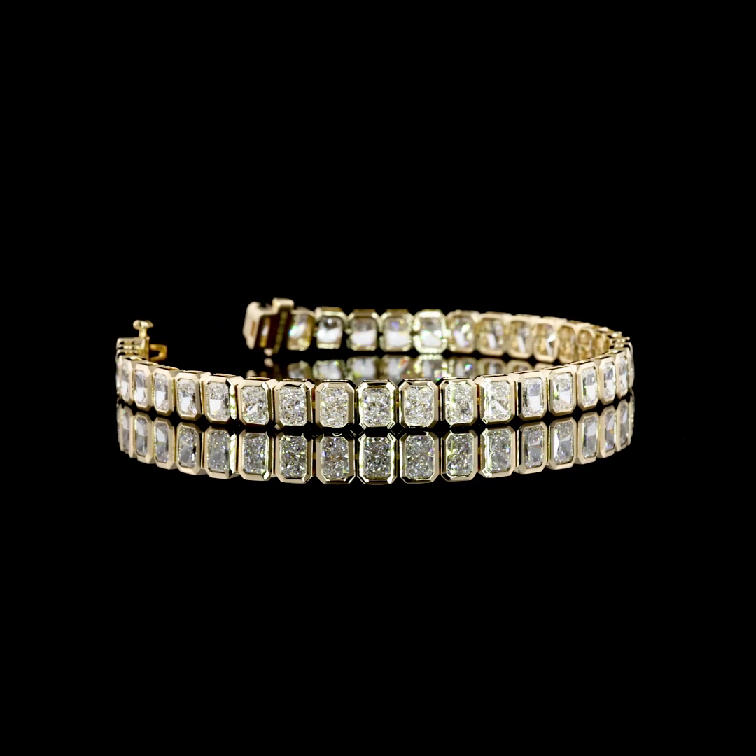 14k Yellow Gold Lab Diamond Radiant 11.00 CTTW Tennis Bracelet 6.5" E VVS2