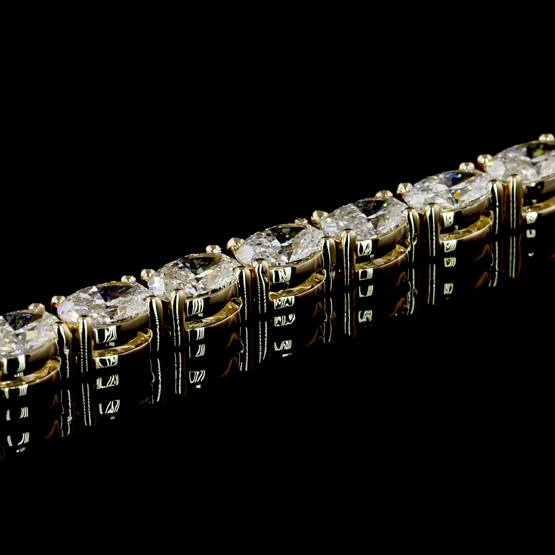 5.23 CTTW Oval Lab Diamond Tennis Bracelet 6.5" 14k Yellow Gold (F Color and VS2 Clarity)
